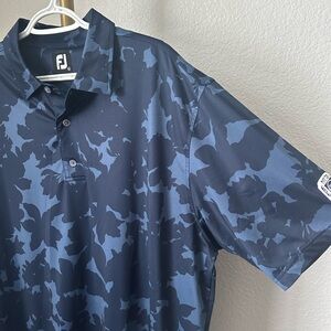 FootJoy Men's Navy and Black Patterned Polo